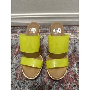 NEW-Size 6M Womens Gianni Bini Platform Clear Slip On Wedges Lime